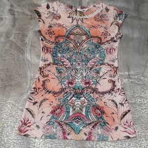 Body Central small multi colored mesh top